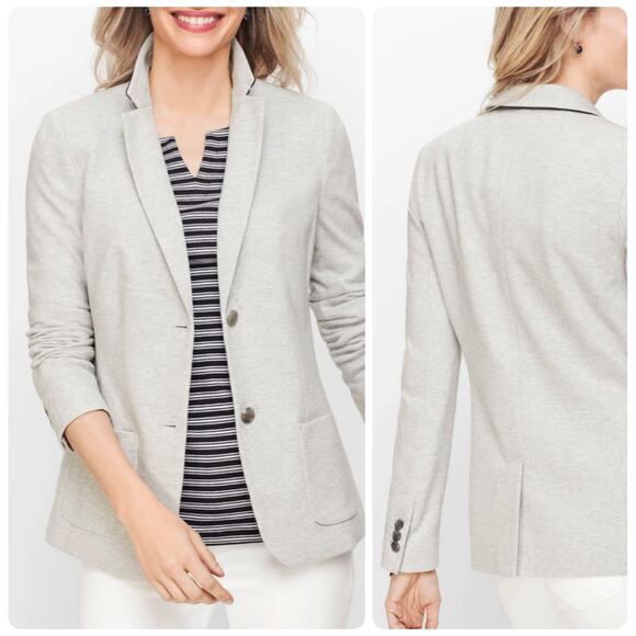 Talbots Aberdeen Knit Blazer Gray Heather Twill Jacket Women's Size 18wp - Picture 1 of 16